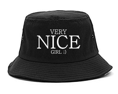 Very Nice Girl Emoji Smiley Face Black Bucket Hat