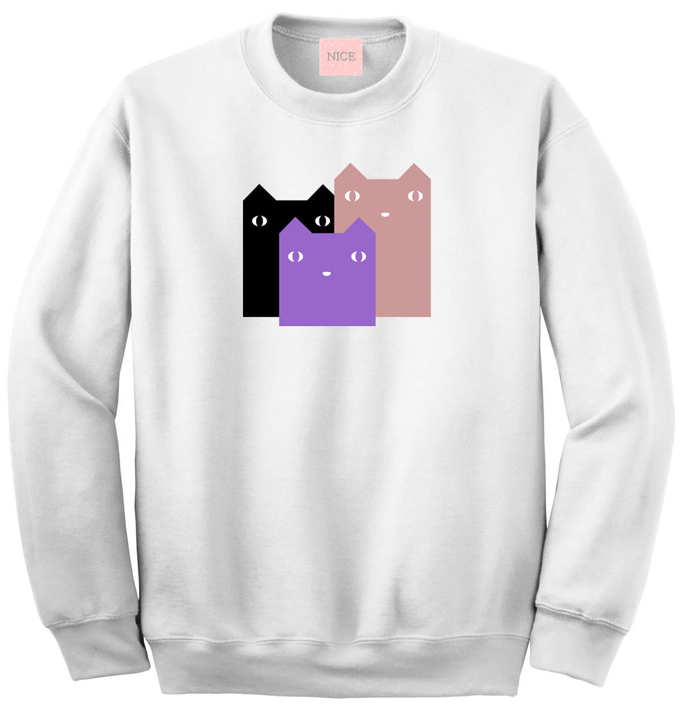 Very Nice Colorful Cats Cute Kitty Boyfriend Sweatshirt White
