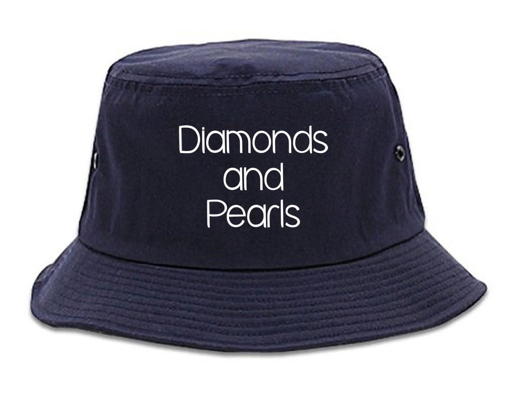 Very Nice Diamonds and Pearls Black Bucket Hat Navy Blue