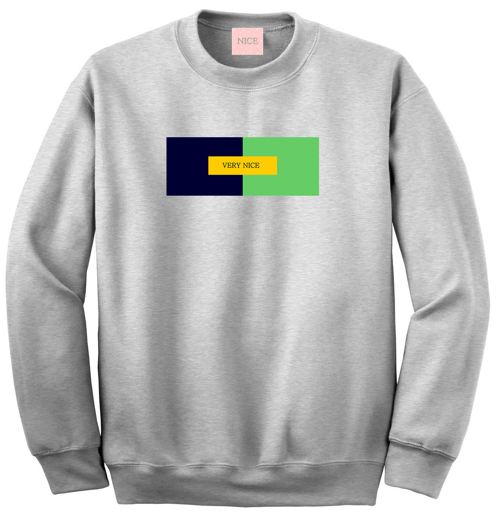 Very Nice Color Block Logo Boyfriend Crewneck Sweatshirt White