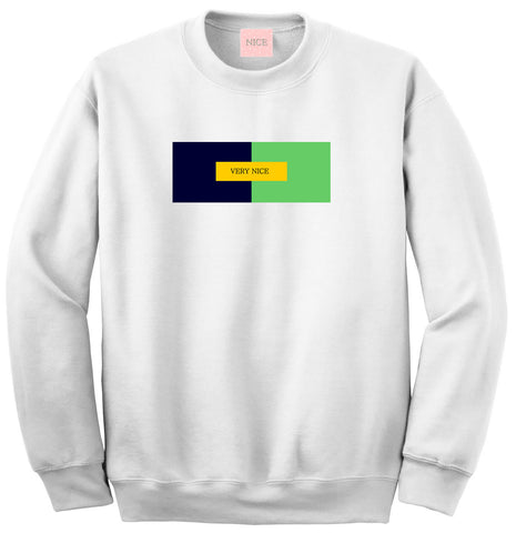 Very Nice Color Block Logo Boyfriend Crewneck Sweatshirt White