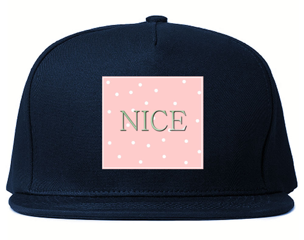 Very Nice Polka Dots Logo Black Snapback Hat Navy Blue