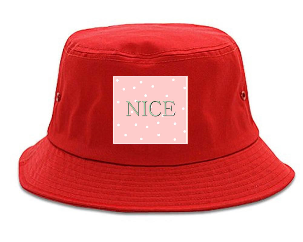Very Nice Polka Dots Logo Black Bucket Hat Red