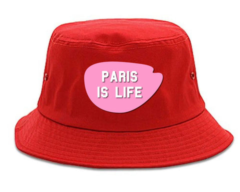 Very Nice Paris Is Life France Black Bucket Hat Red