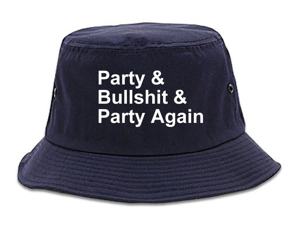 Very Nice Party and Bullshit Black Bucket Hat Navy Blue