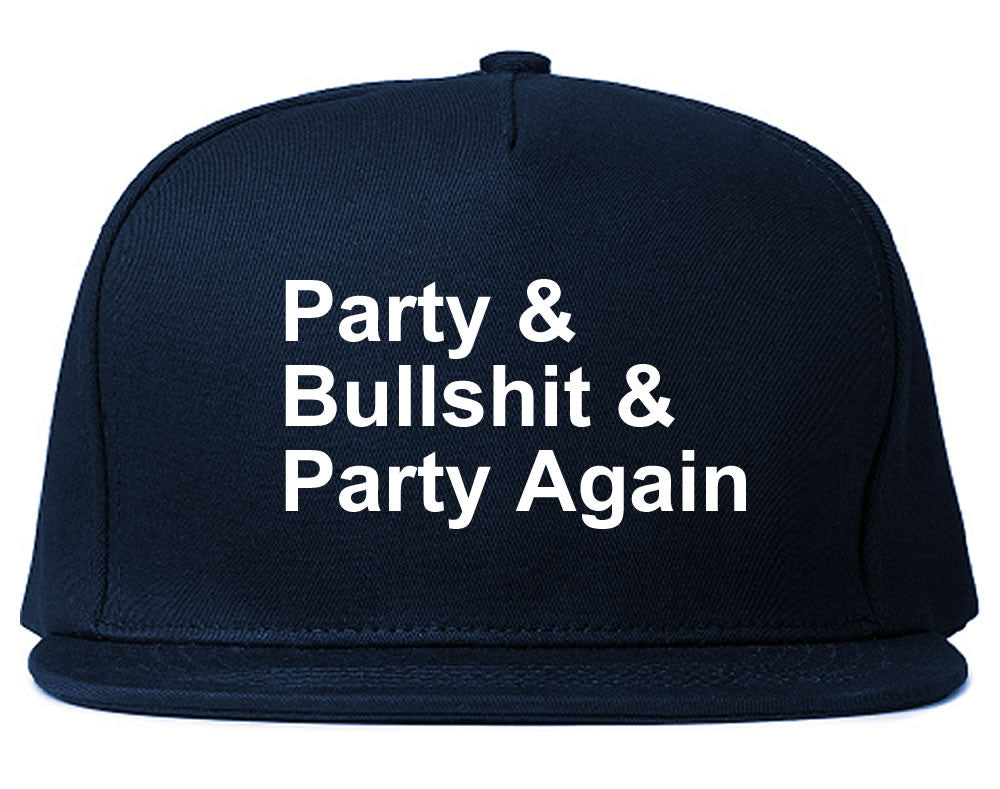 Very Nice Party and Bullshit Black Snapback Hat Navy Blue