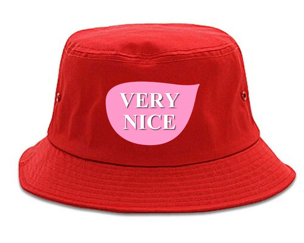 Very Nice Tear Drop Pink Logo Black Bucket Hat Red