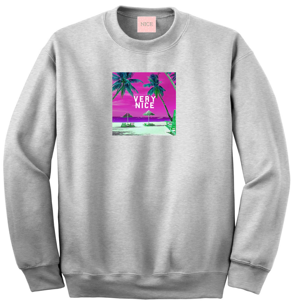 Very Nice Palm Tree Vacay Logo Boyfriend Sweatshirt White