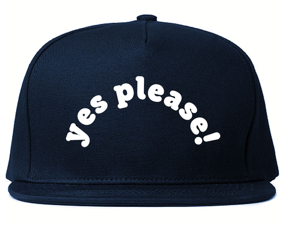 Very Nice Yes Please Girls Black Snapback Hat Navy Blue