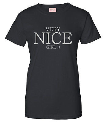 Very Nice Girl Emoji Style Boyfriend Womens T-Shirt Tee