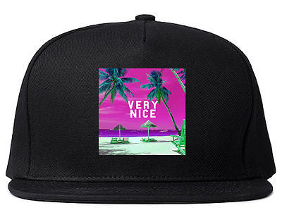 Very Nice Palm Trees Logo Black Snapback Hat