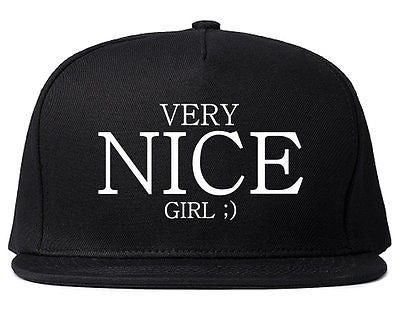 Very Nice Girl Emoji Smiley Face Black Snapback Hat