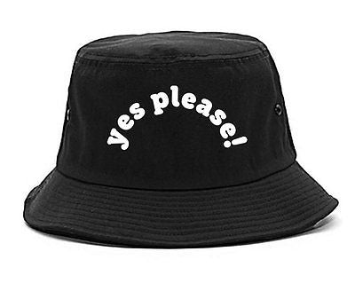 Very Nice Yes Please Girls Black Bucket Hat