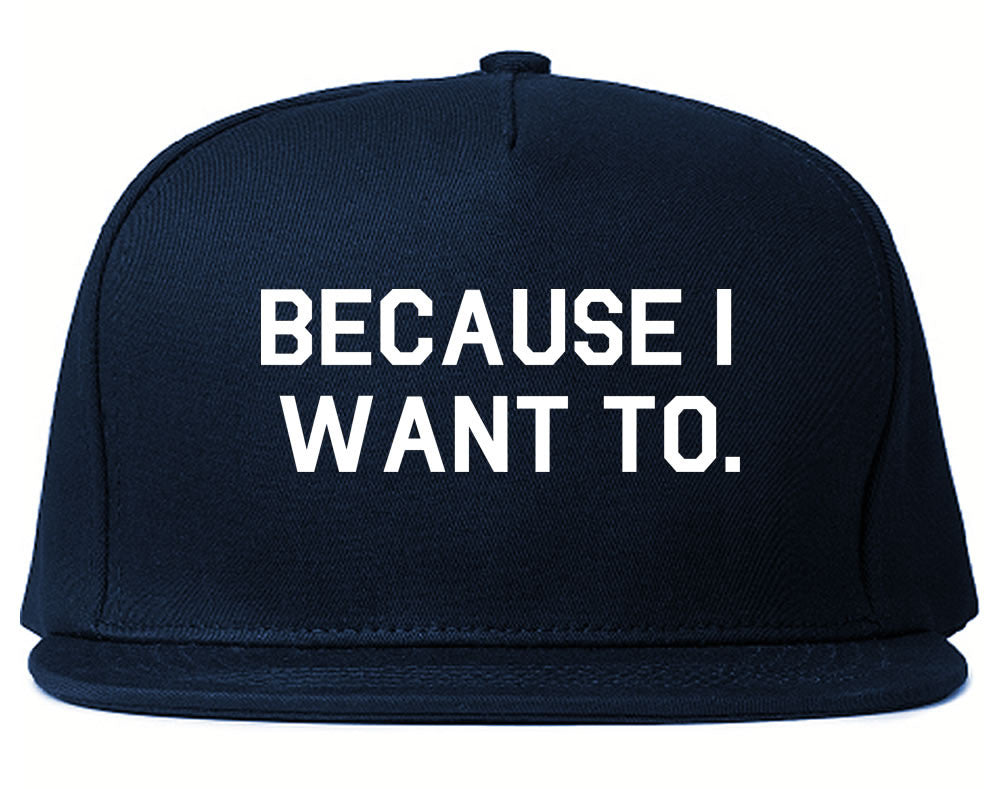 Very Nice Because I Want To Black Snapback Hat Navy Blue