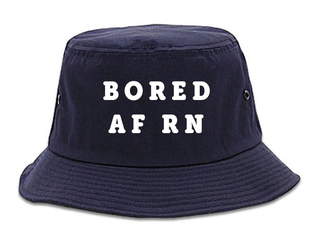 Very Nice Bored AF RN Black Bucket Hat Navy Blue