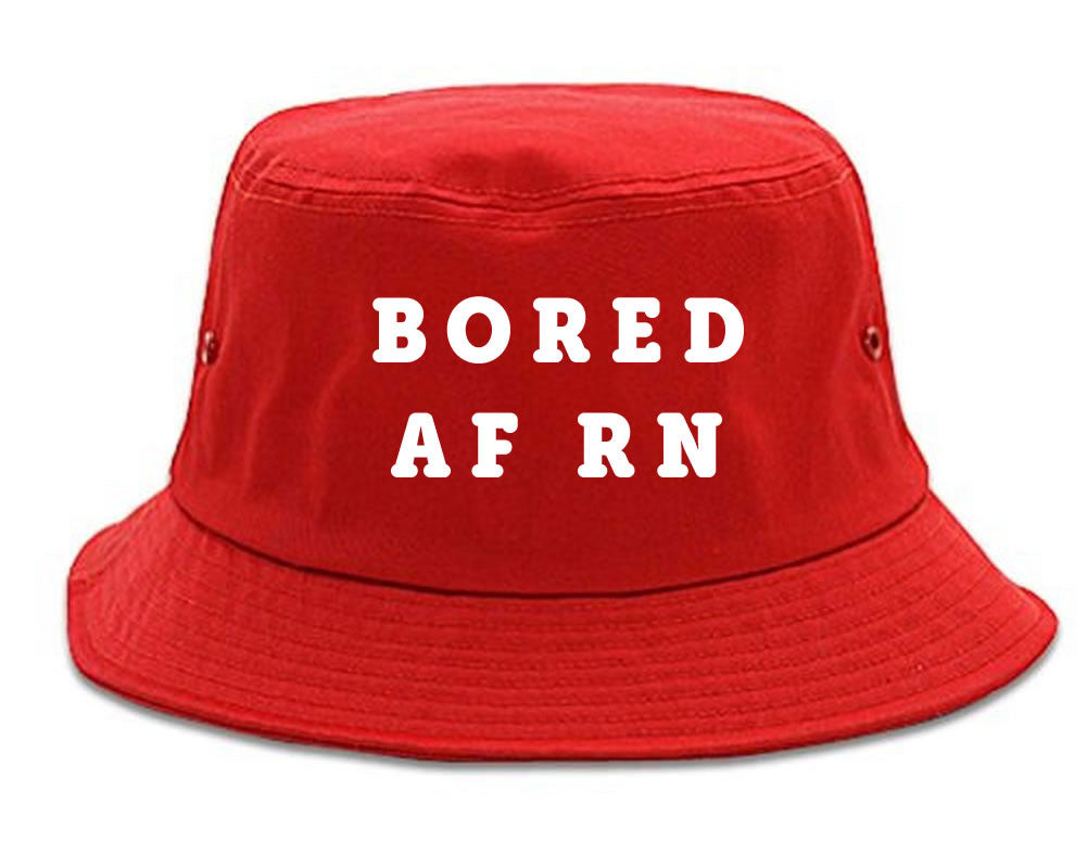 Very Nice Bored AF RN Black Bucket Hat Red