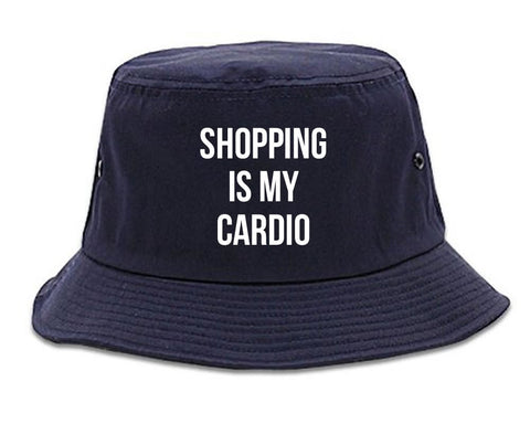 Very Nice Shopping Is My Cardio Black Bucket Hat Navy Blue