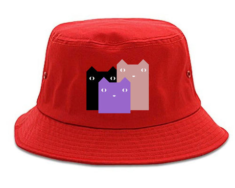Very Nice Colorful Cute Cats Kitten Kitty Bucket Hat Red