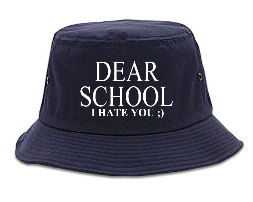 Very Nice Dear School I Hate You Black Bucket Hat Navy Blue