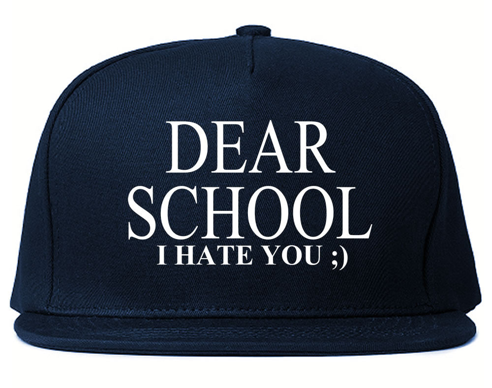 Very Nice Dear School I Hate You Black Snapback Hat Navy Blue