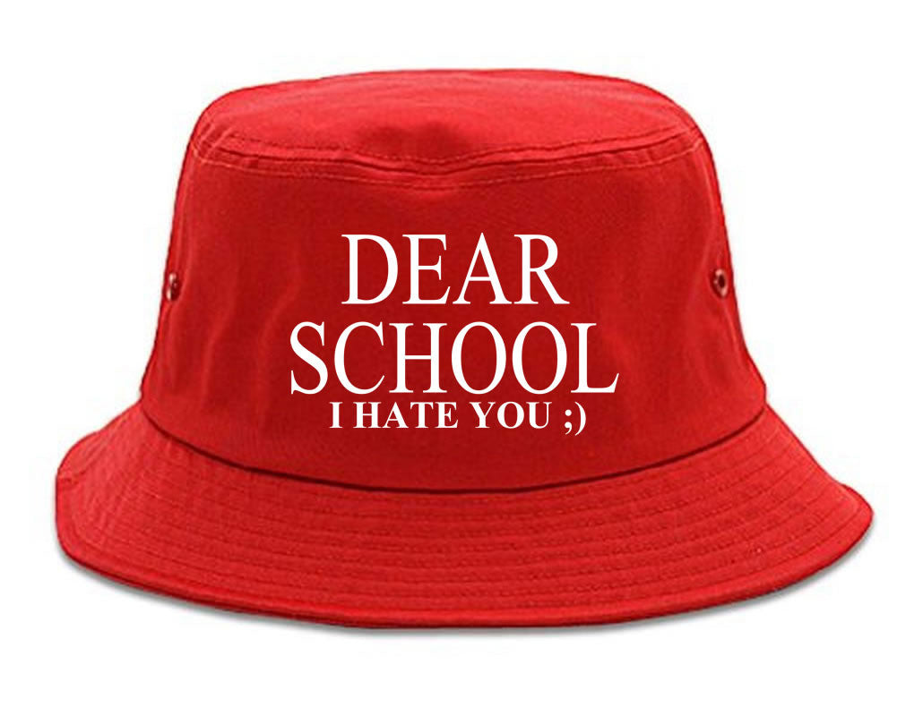 Very Nice Dear School I Hate You Black Bucket Hat Red