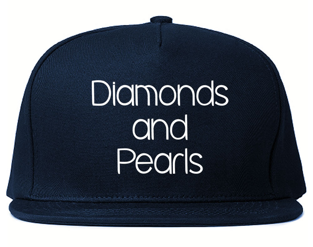 Very Nice Diamonds and Pearls Black Snapback Hat Navy Blue