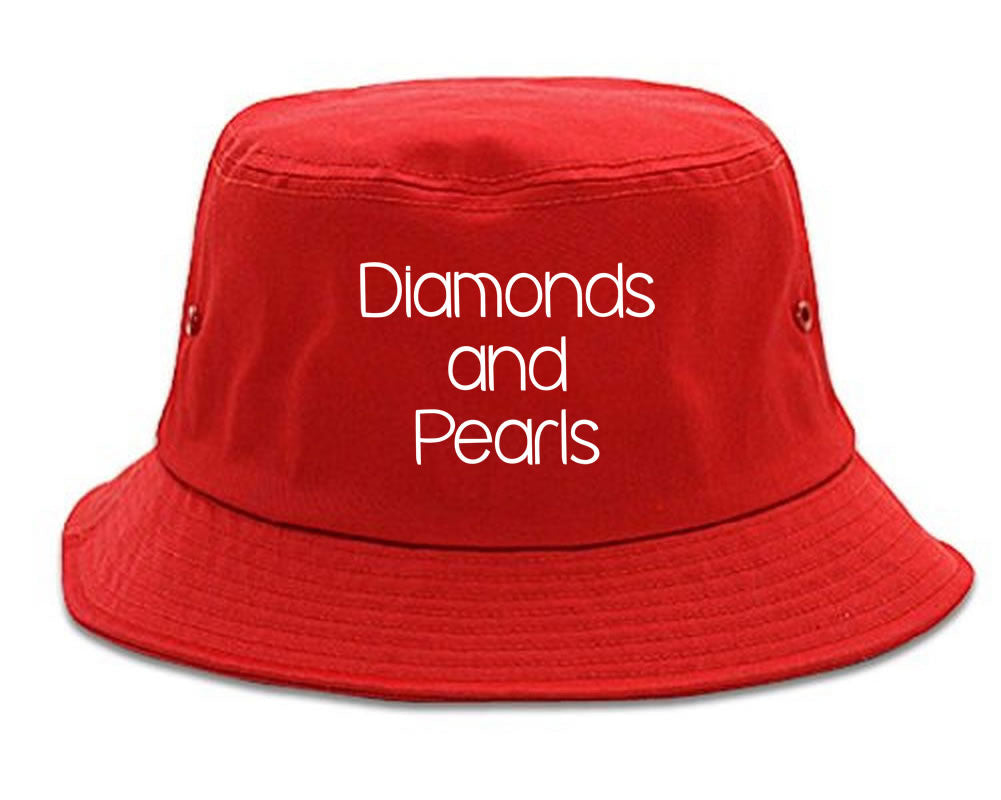 Very Nice Diamonds and Pearls Black Bucket Hat Red