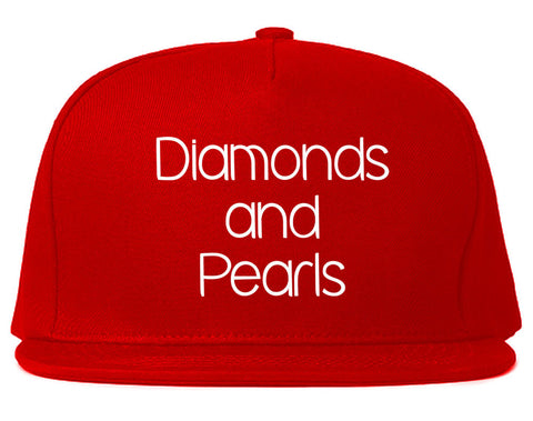 Very Nice Diamonds and Pearls Black Snapback Hat Red