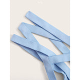 Sky Blue Floral Ribbon Lace String Lingerie Set