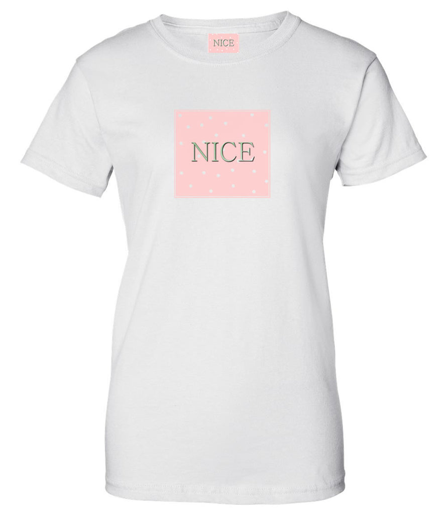 Very Nice Nice Polka Dots Boyfriend Womens T-Shirt Tee White