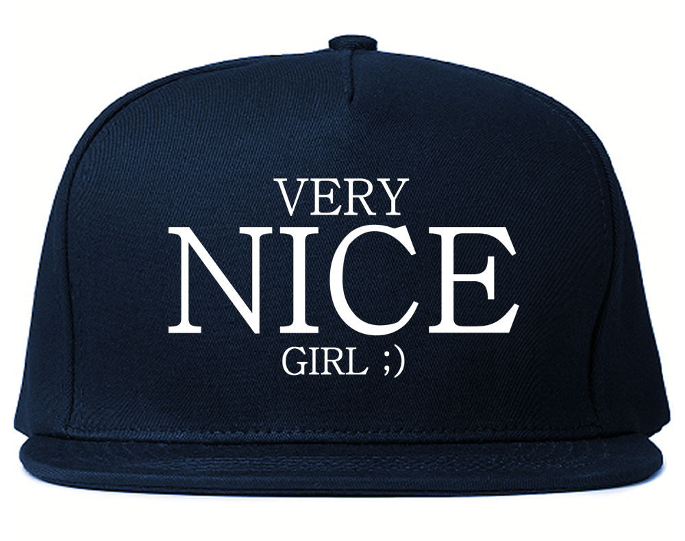 Very Nice Girl Emoji Smiley Face Black Snapback Hat Navy Blue