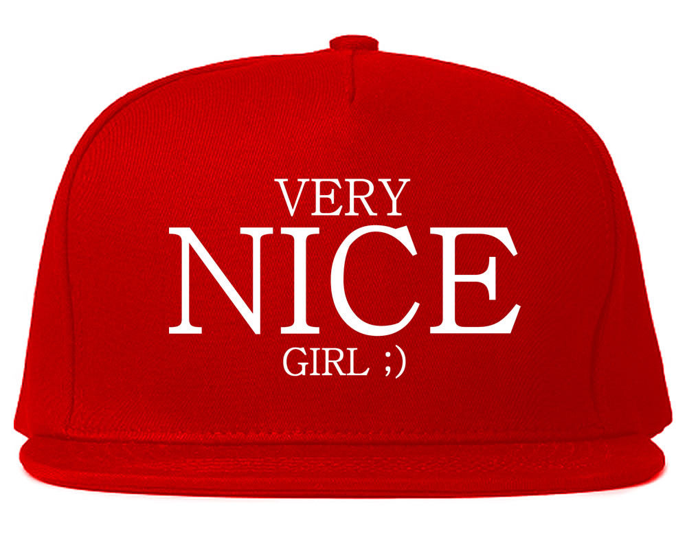 Very Nice Girl Emoji Smiley Face Black Snapback Hat Red