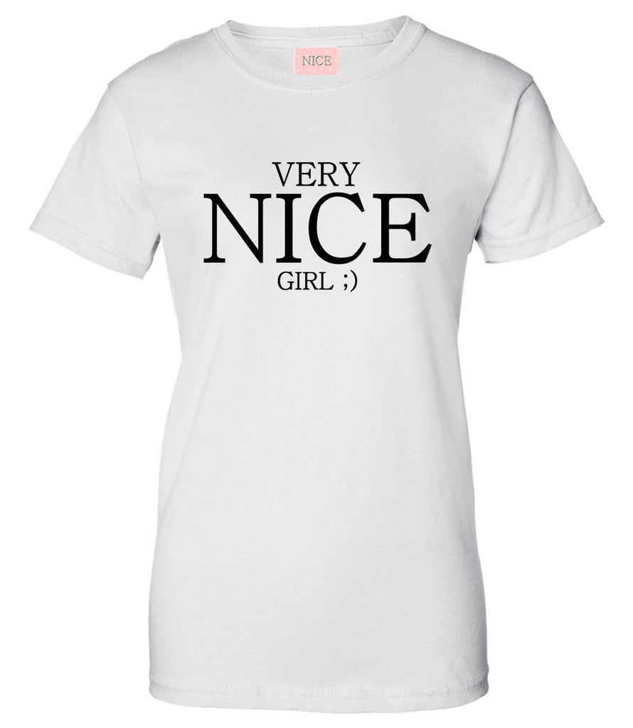 Very Nice Girl Emoji Style Boyfriend Womens T-Shirt Tee White