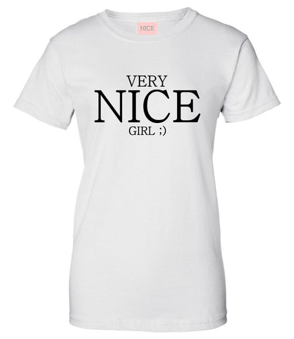Very Nice Girl Emoji Style Boyfriend Womens T-Shirt Tee White