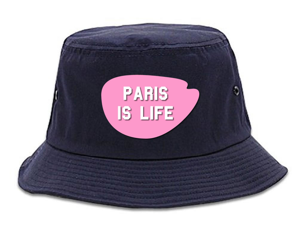 Very Nice Paris Is Life France Black Bucket Hat Navy Blue