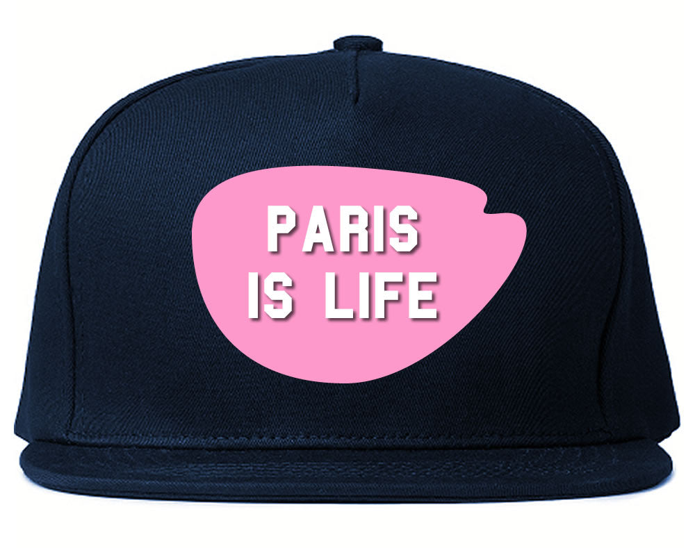 Very Nice Paris Is Life France Black Snapback Hat Navy Blue