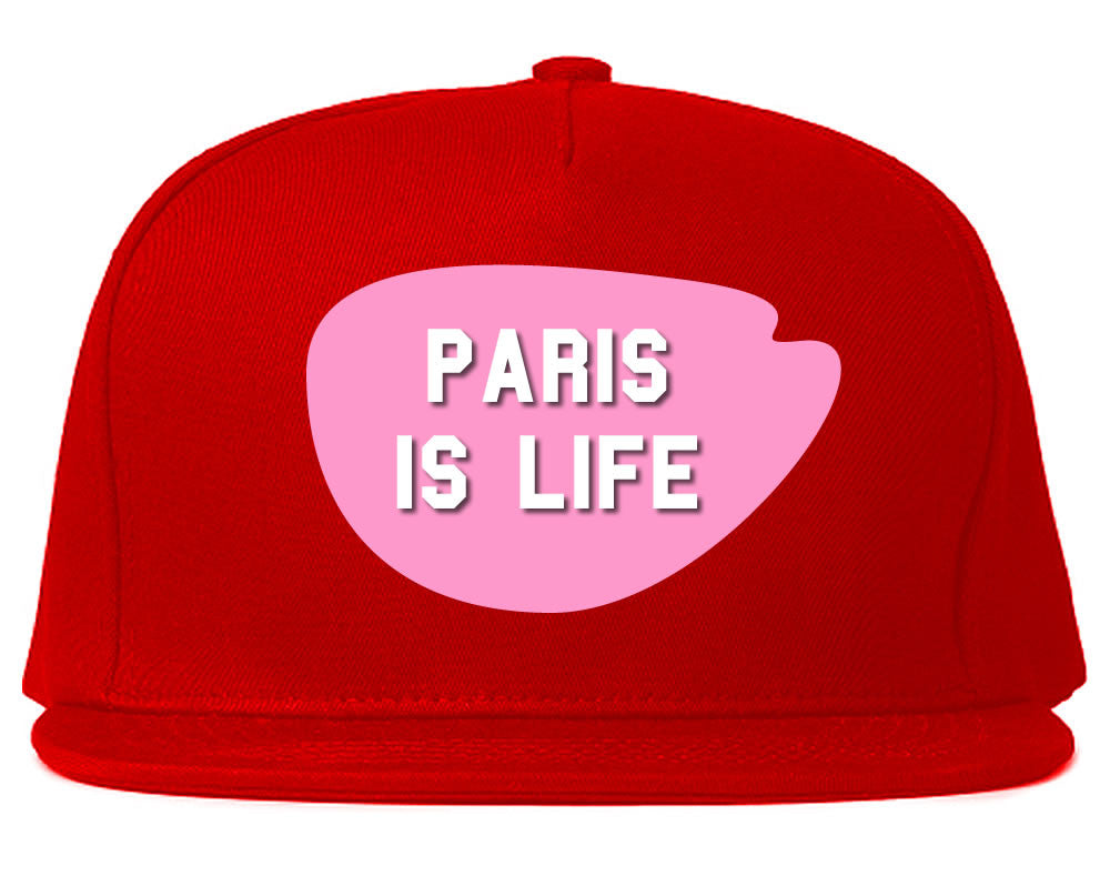 Very Nice Paris Is Life France Black Snapback Hat Red