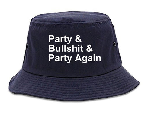 Very Nice Party and Bullshit Black Bucket Hat Navy Blue