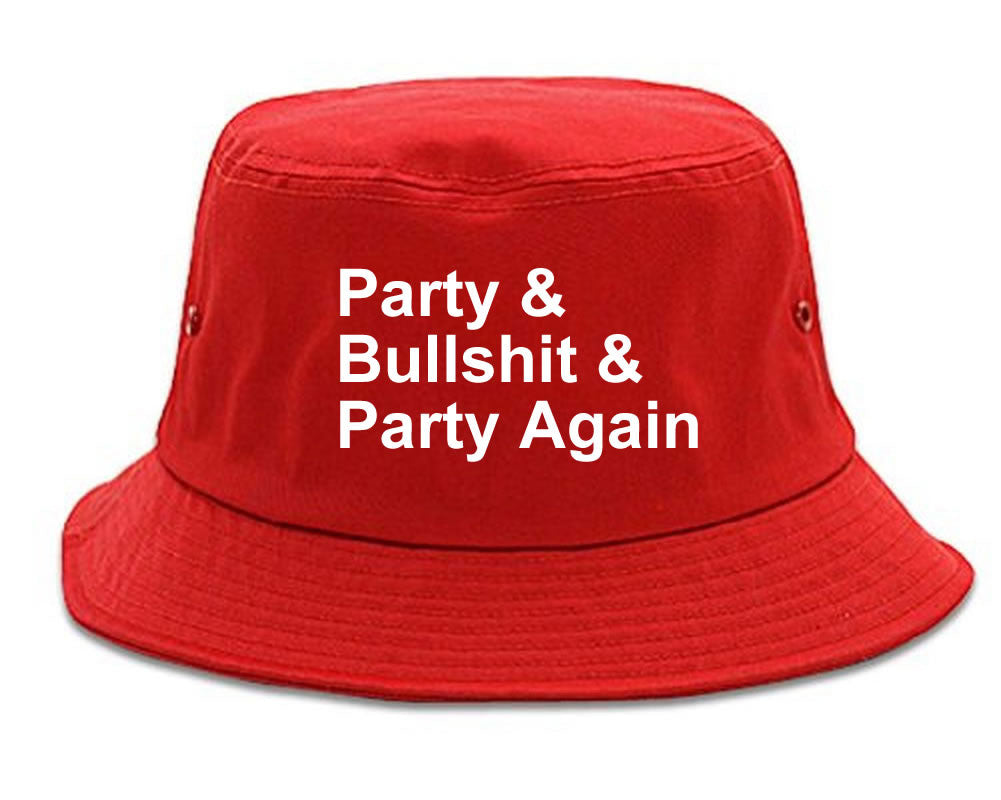 Very Nice Party and Bullshit Black Bucket Hat Red