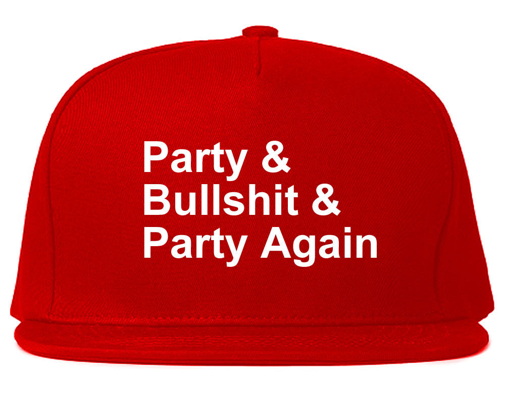 Very Nice Party and Bullshit Black Snapback Hat Red