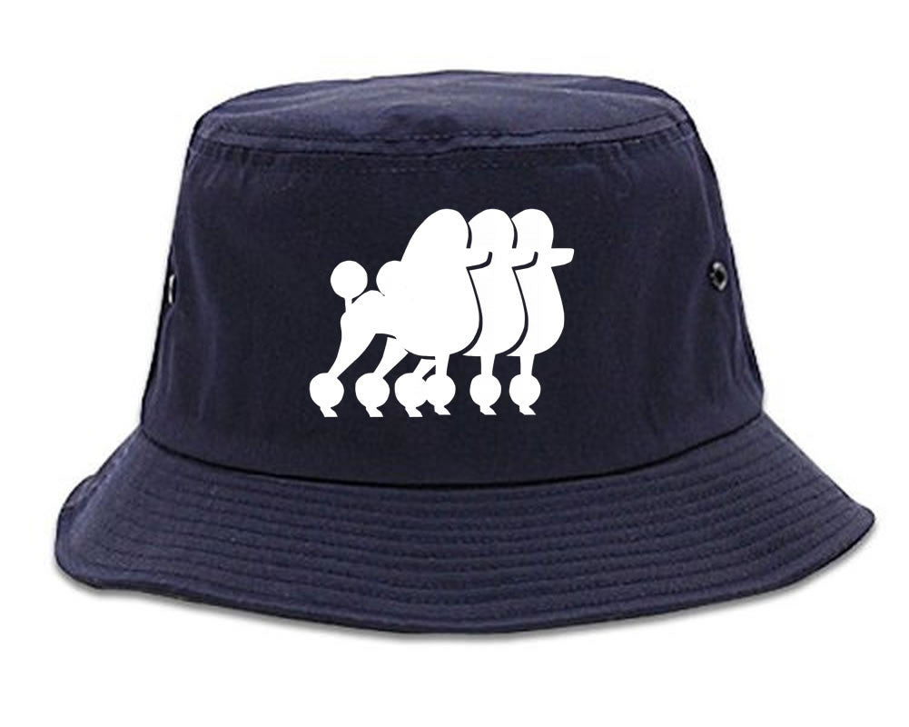 Very Nice Poodle Cute Puppies Dogs Bucket Hat Navy Blue