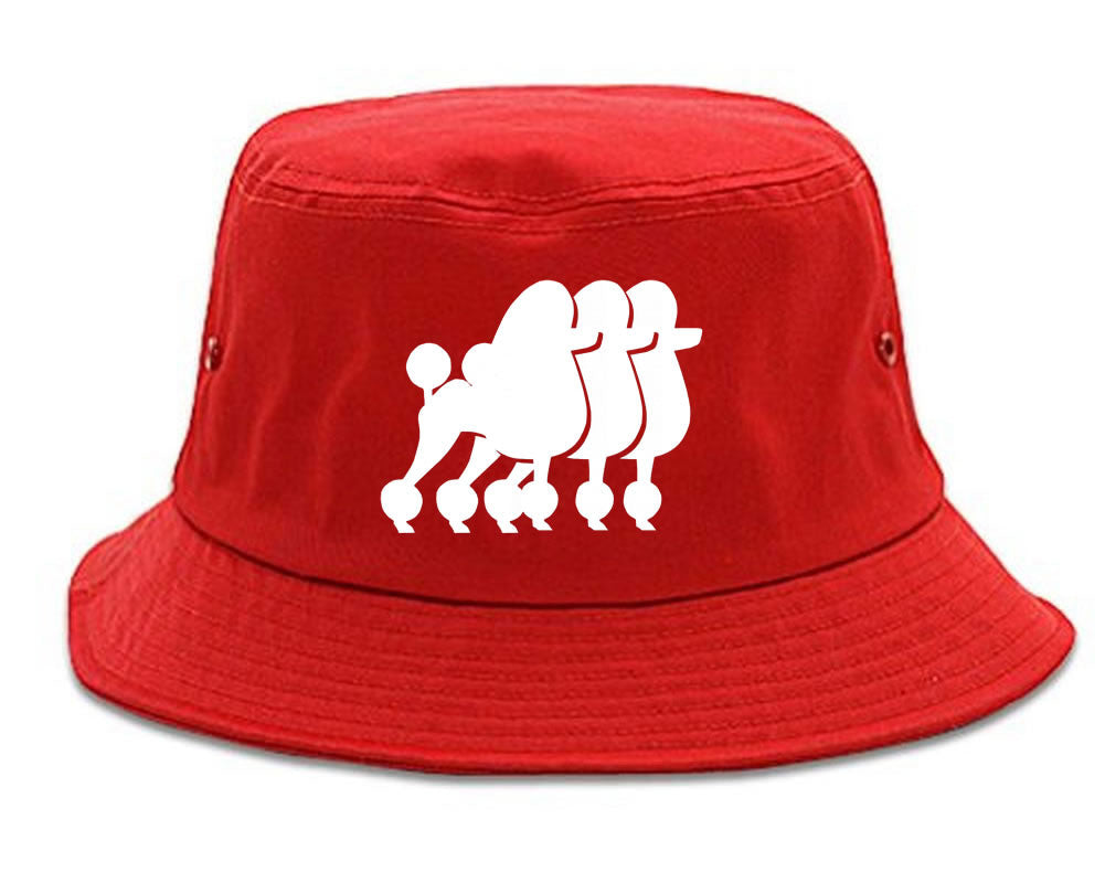 Very Nice Poodle Cute Puppies Dogs Bucket Hat Red
