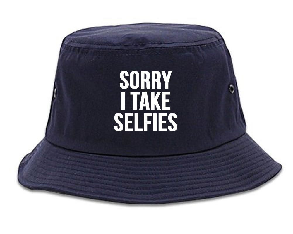 Very Nice Sorry I Take Selfies Kim Black Bucket Hat Navy Blue