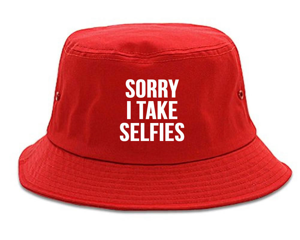 Very Nice Sorry I Take Selfies Kim Black Bucket Hat Red