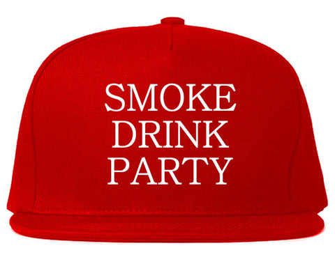 Very Nice Smoke Drink Party Black Snapback Hat Red