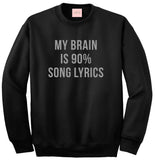 My Brain is 90% Song Lyrics Crewneck Sweatshirt by Very Nice Clothing