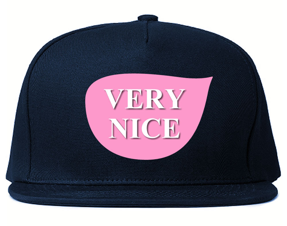Very Nice Tear Drop Pink Logo Black Snapback Hat Navy Blue