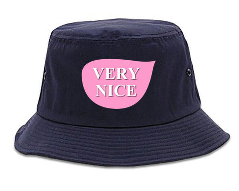 Very Nice Tear Drop Pink Logo Black Bucket Hat Navy Blue