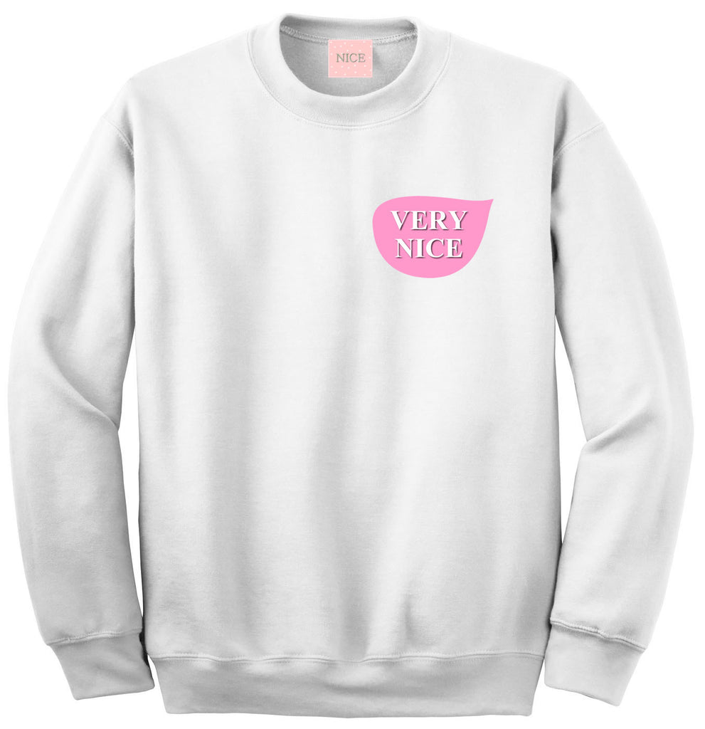 Very Nice Pink Chest Logo Boyfriend Sweatshirt White