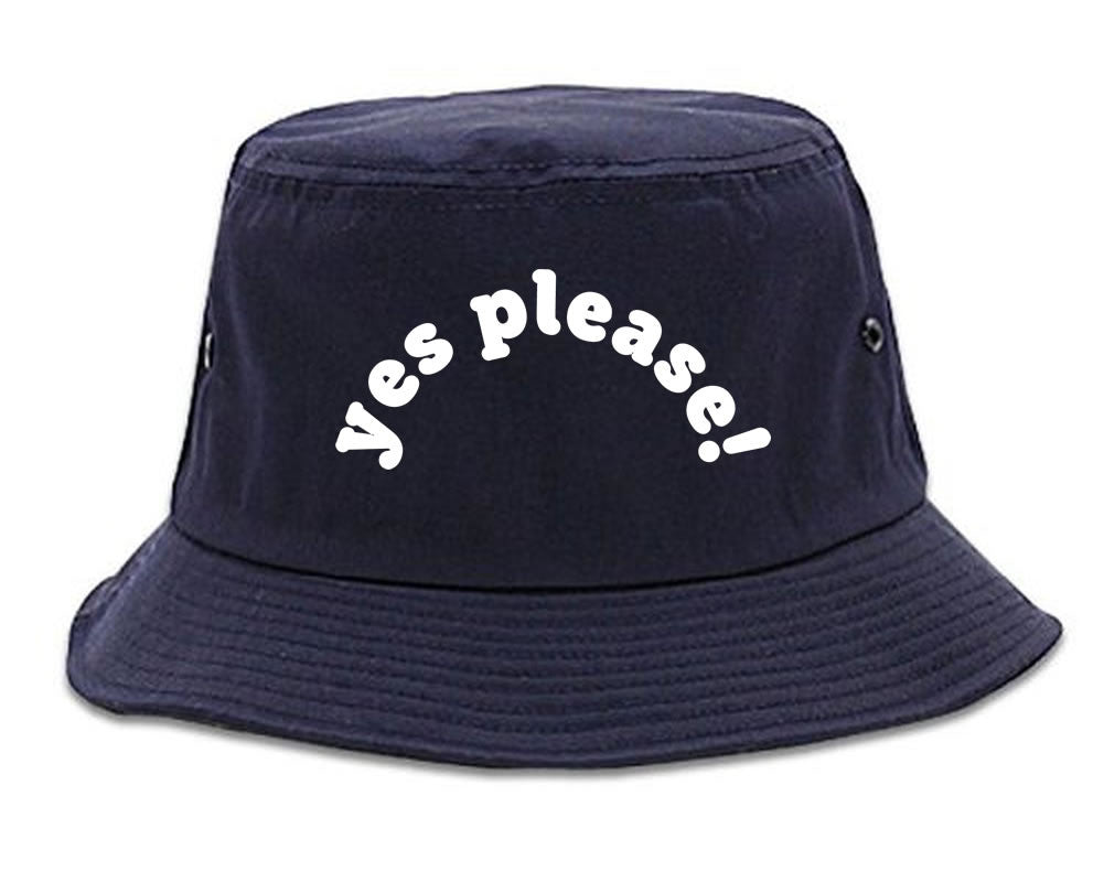 Very Nice Yes Please Girls Black Bucket Hat Navy Blue